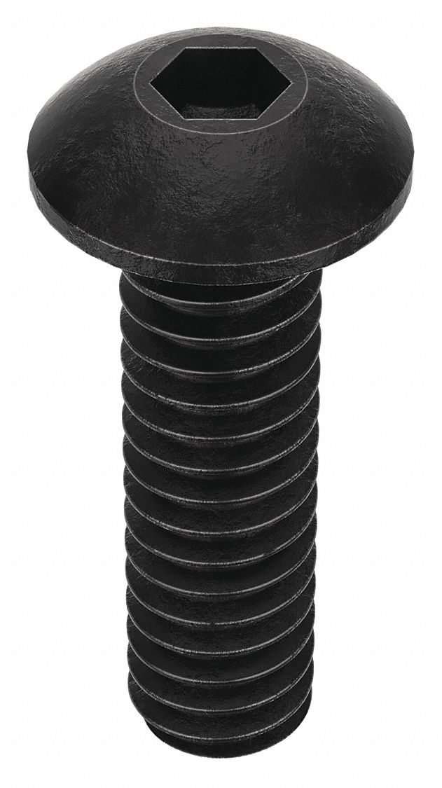 Socket Head Cap Screw: #2-56 Thread Size, 5/16 in Lg, Button, Black Oxide, Alloy Steel, 100 PK