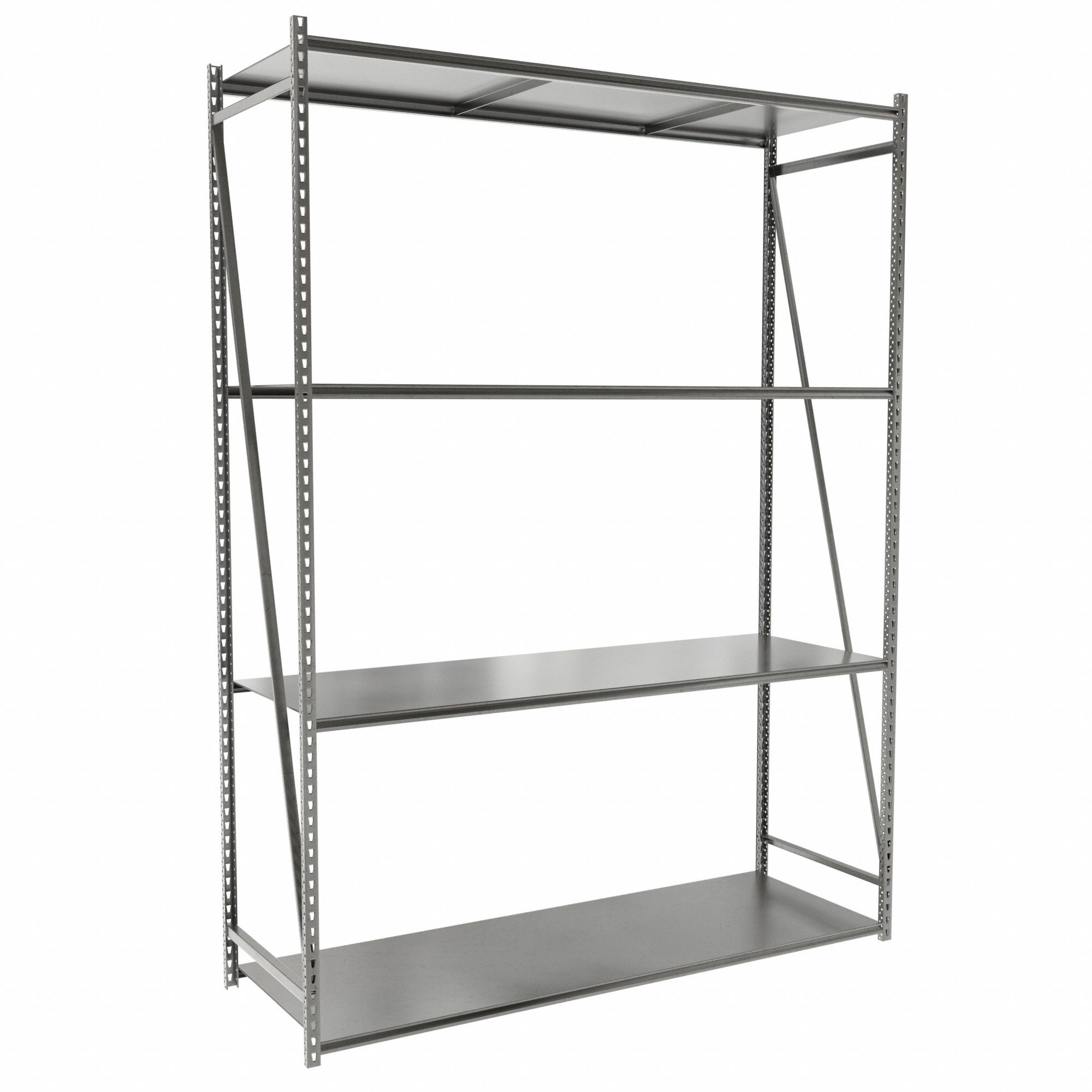 Bulk Storage Rack: Starter, Medium-Duty, 72 in x 24 in x 96 in, Particleboard, 4 Shelves