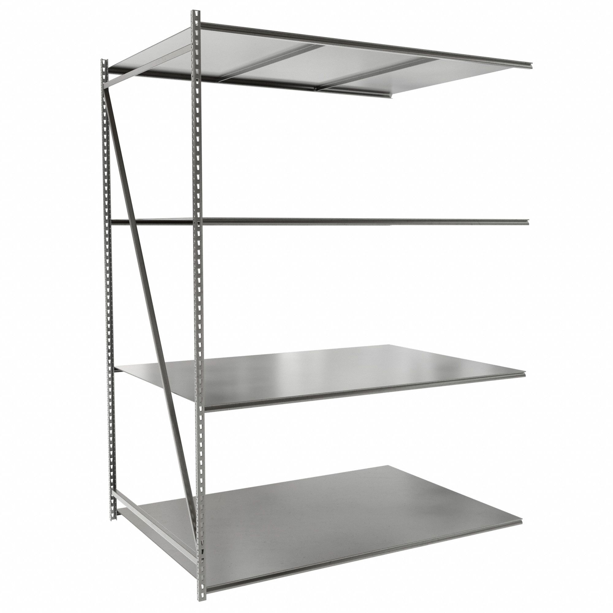 Bulk Storage Rack: Add-On, Medium-Duty, 72 in x 48 in x 96 in, Particleboard, 4 Shelves