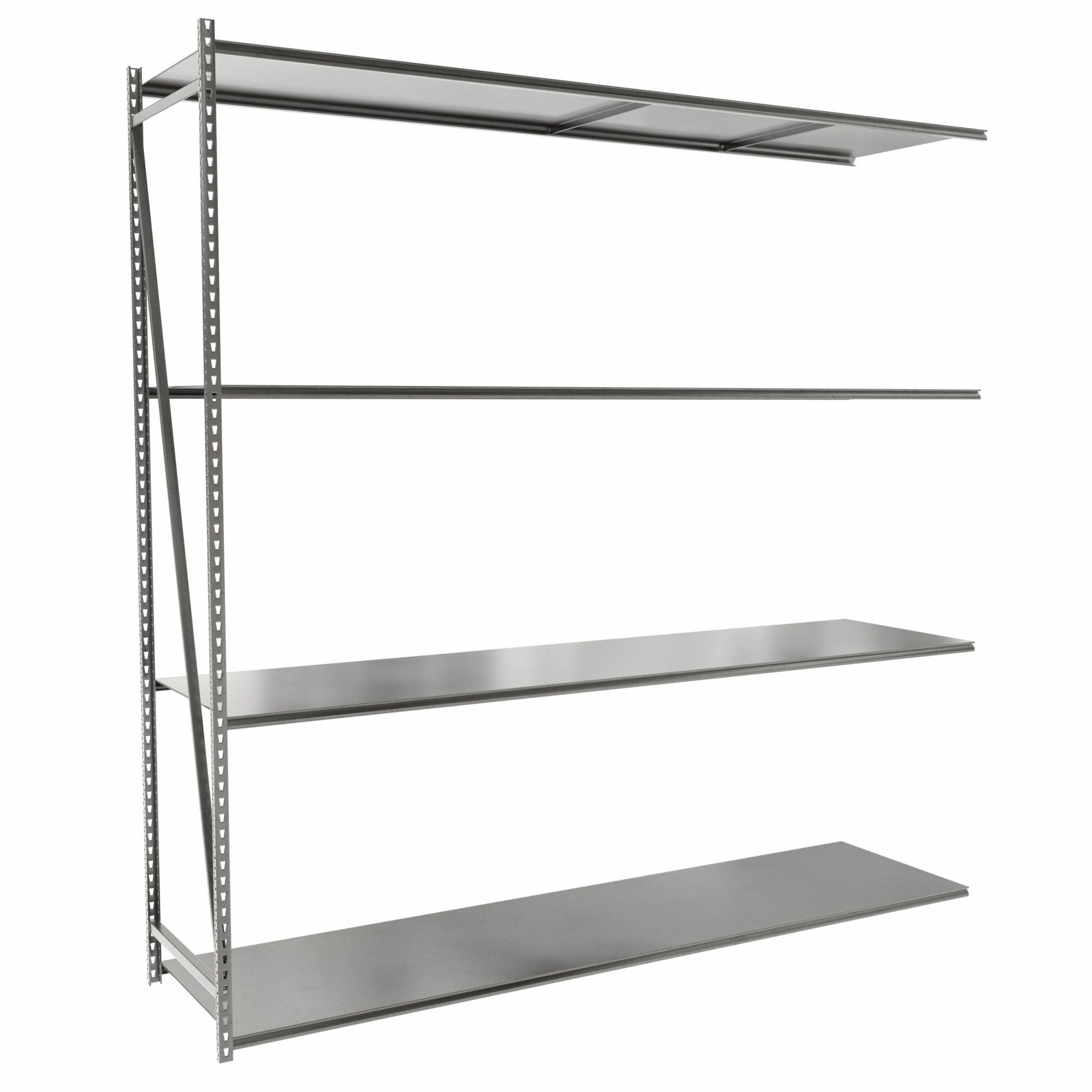Bulk Storage Rack: Add-On, Medium-Duty, 96 in x 24 in x 96 in, Particleboard, 4 Shelves