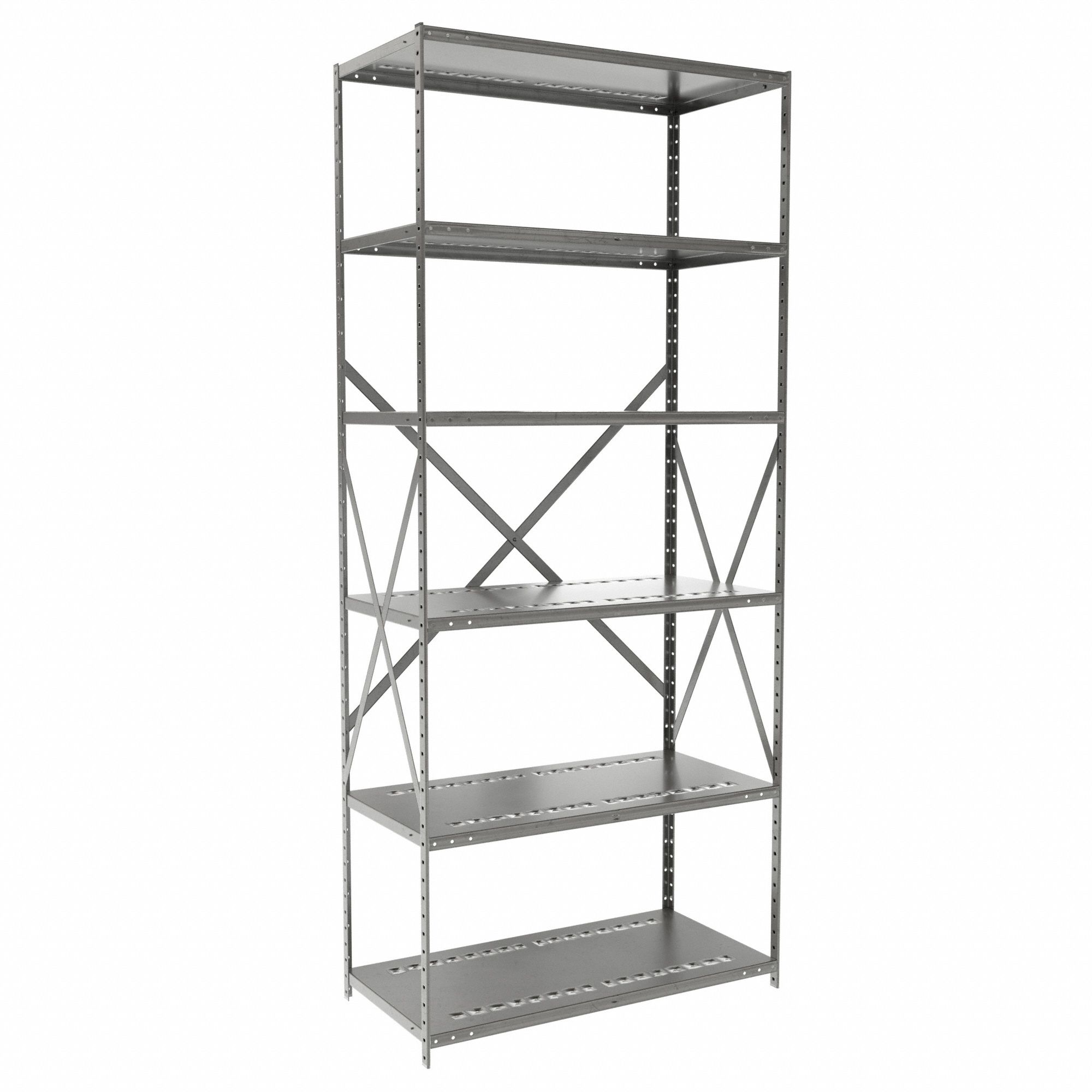 Metal Shelving: Starter, Medium-Duty, 36 in x 18 in, 84 in Overall Ht, 6 Shelves