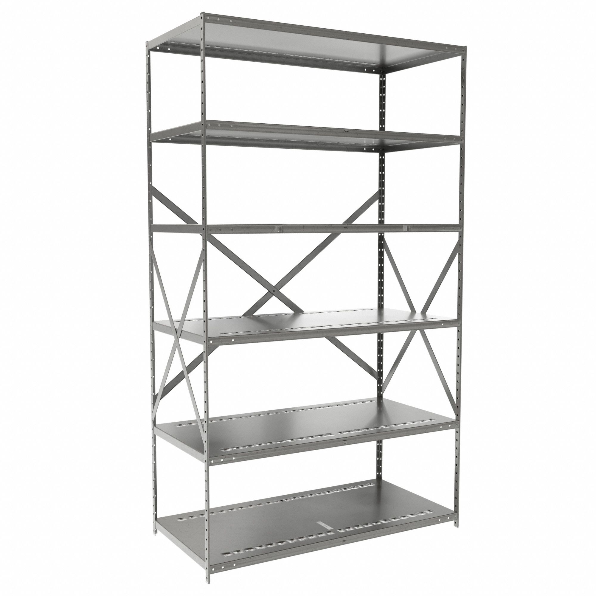 Metal Shelving: Starter, Medium-Duty, 48 in x 24 in, 84 in Overall Ht, 6 Shelves