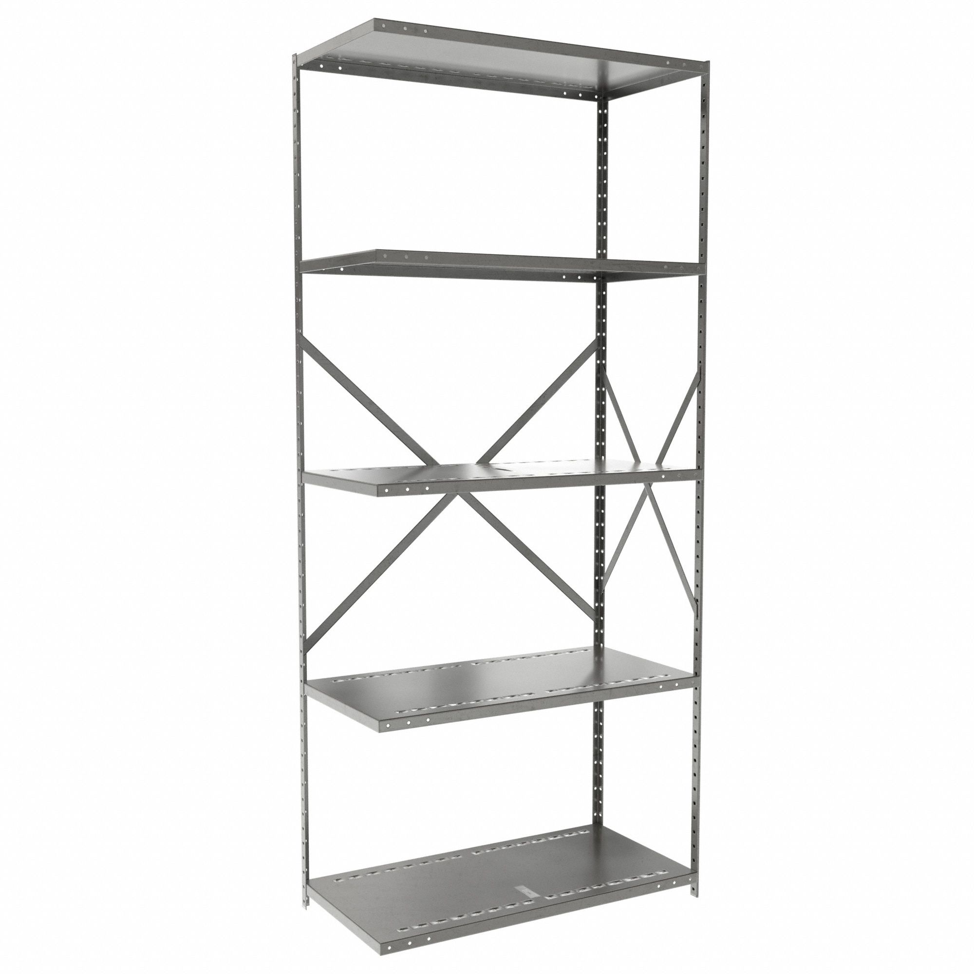 Metal Shelving: Add-On, Medium-Duty, 36 in x 18 in, 84 in Overall Ht, 5 Shelves