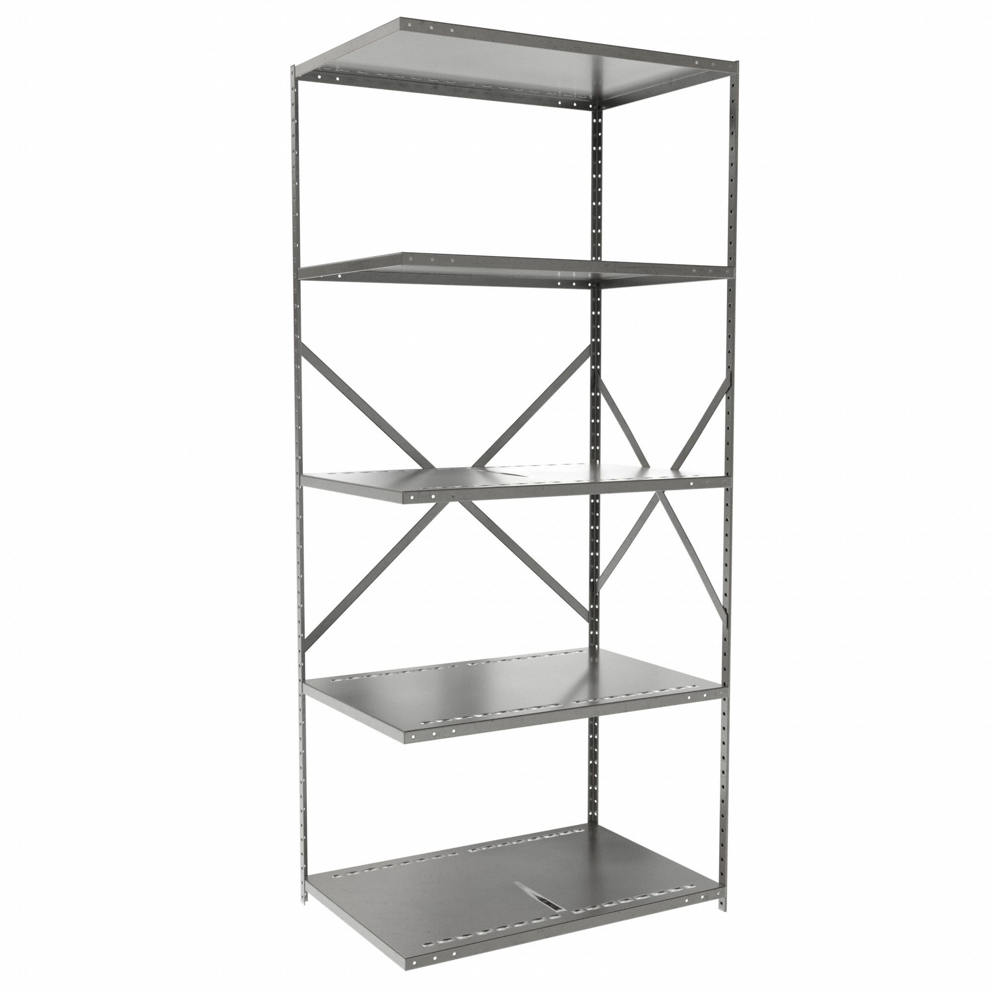 Metal Shelving: Add-On, Medium-Duty, 36 in x 24 in, 84 in Overall Ht, 5 Shelves