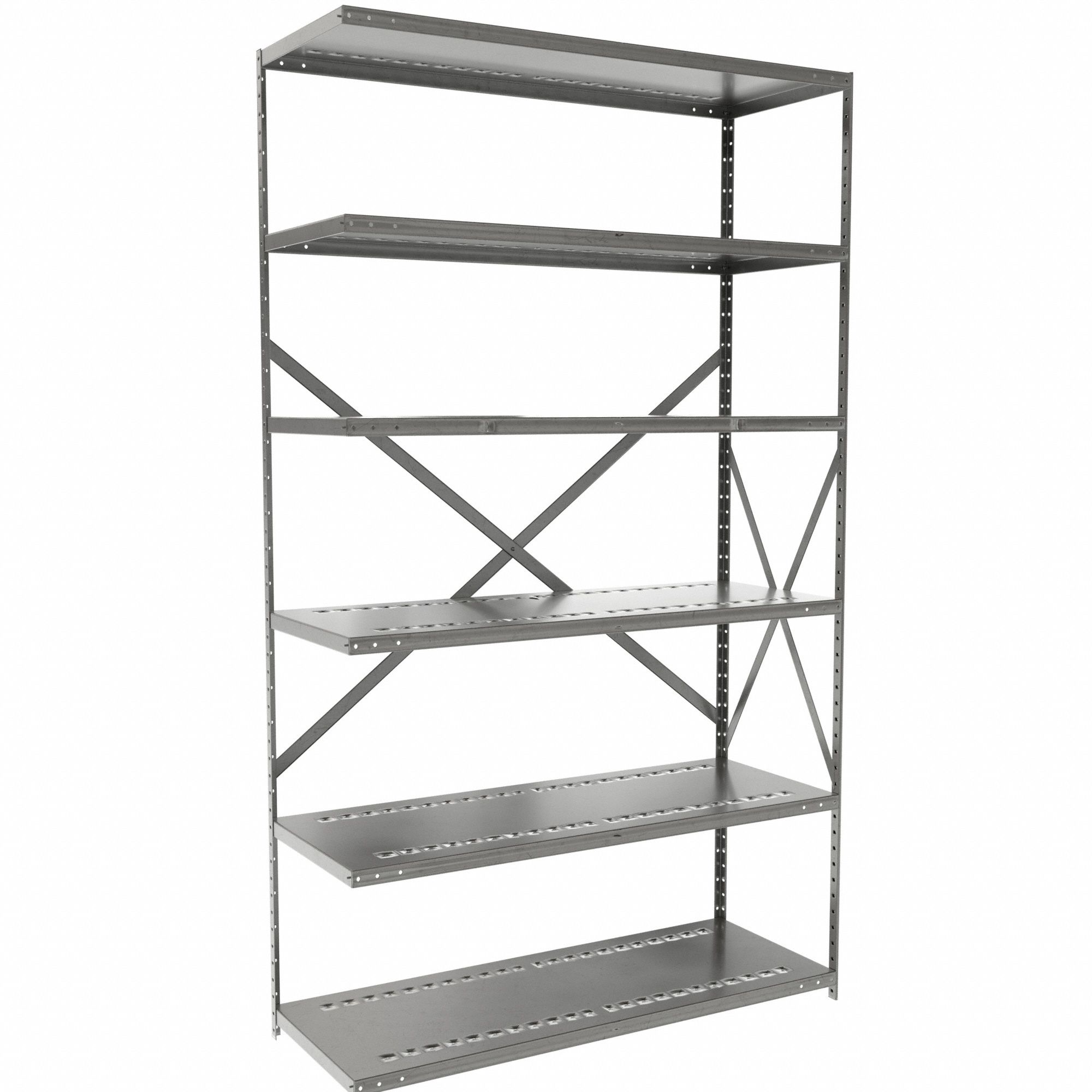 Metal Shelving: Add-On, Medium-Duty, 36 in x 18 in, 84 in Overall Ht, 6 Shelves