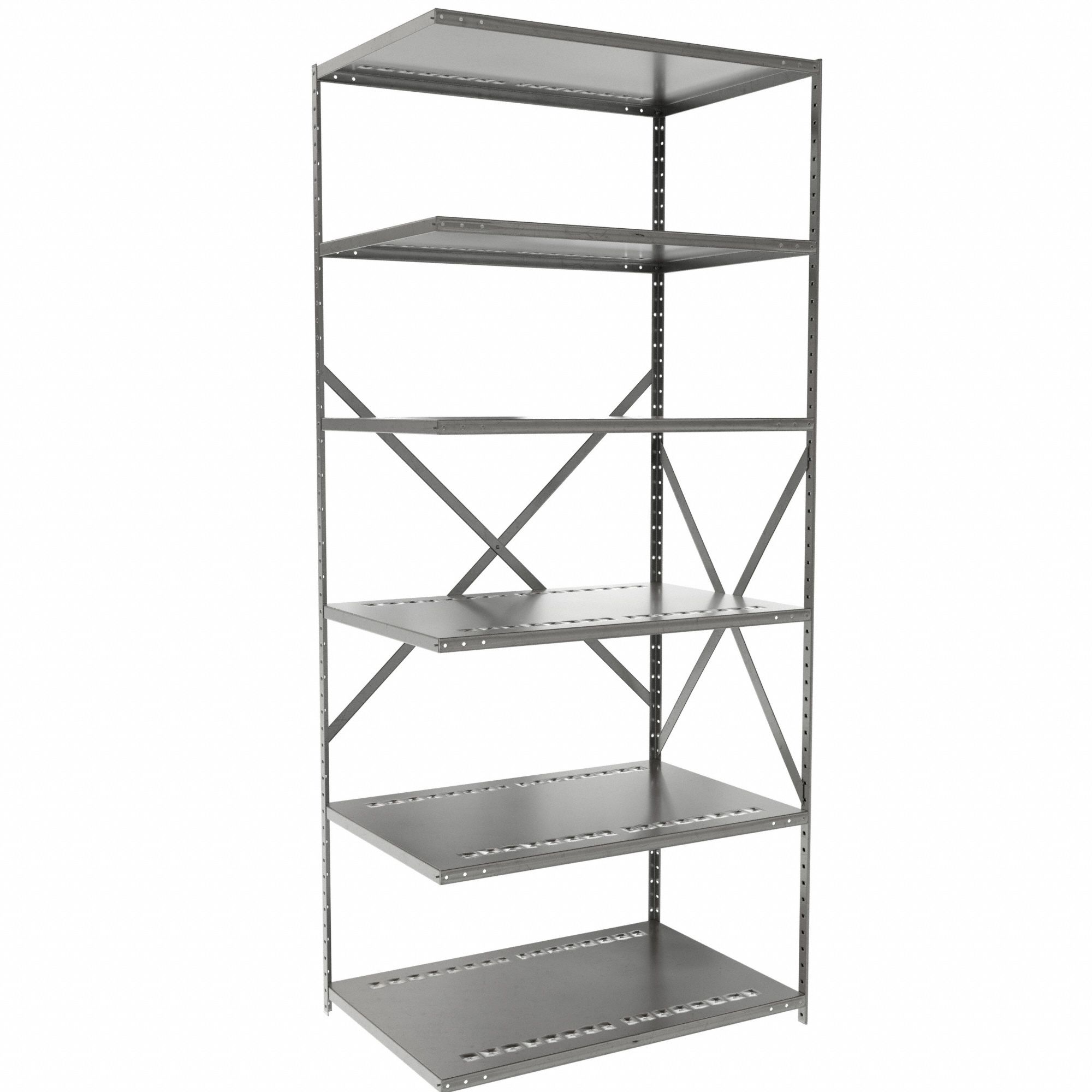 Metal Shelving: Add-On, Medium-Duty, 36 in x 24 in, 84 in Overall Ht, 6 Shelves