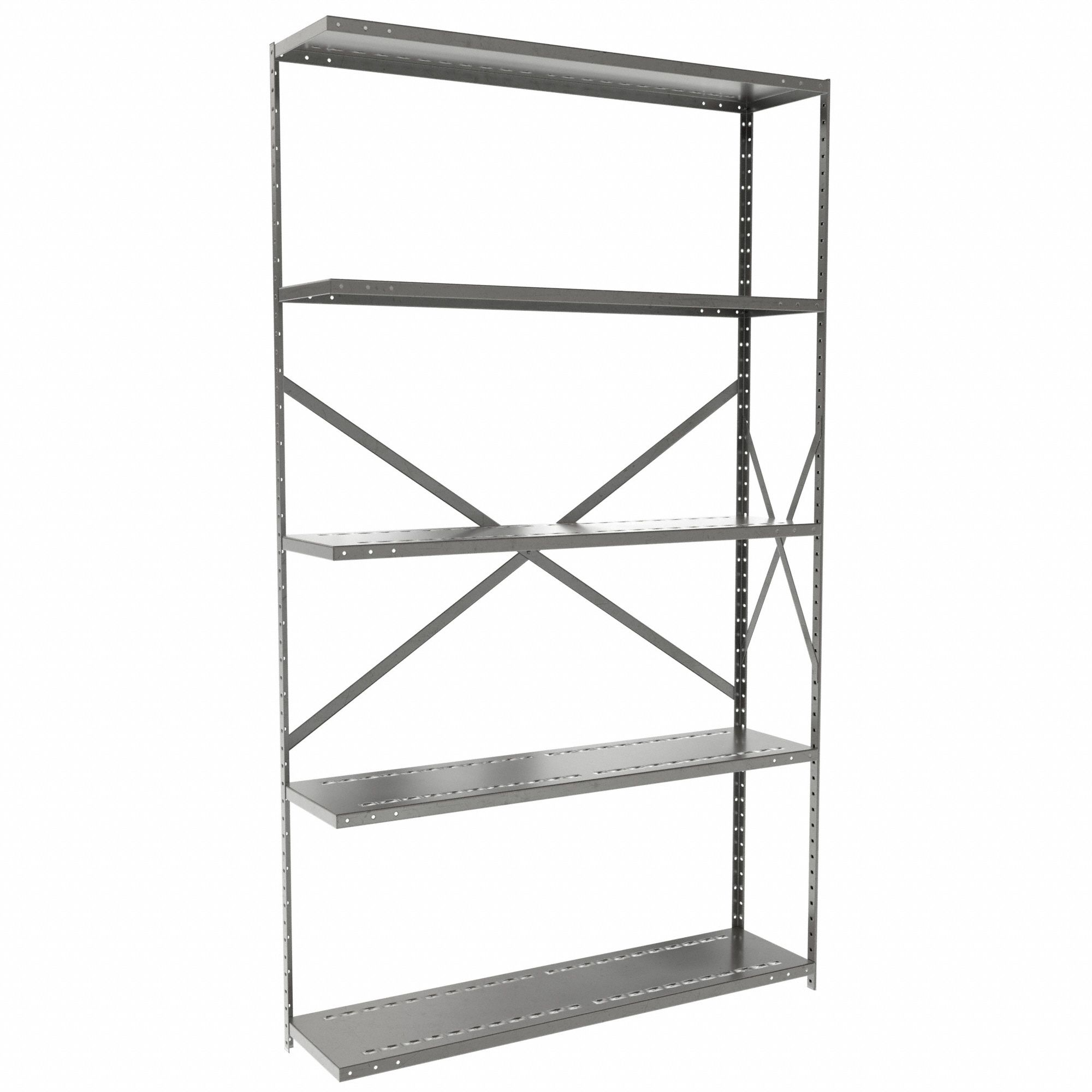 Metal Shelving: Add-On, Medium-Duty, 48 in x 12 in, 84 in Overall Ht, 5 Shelves