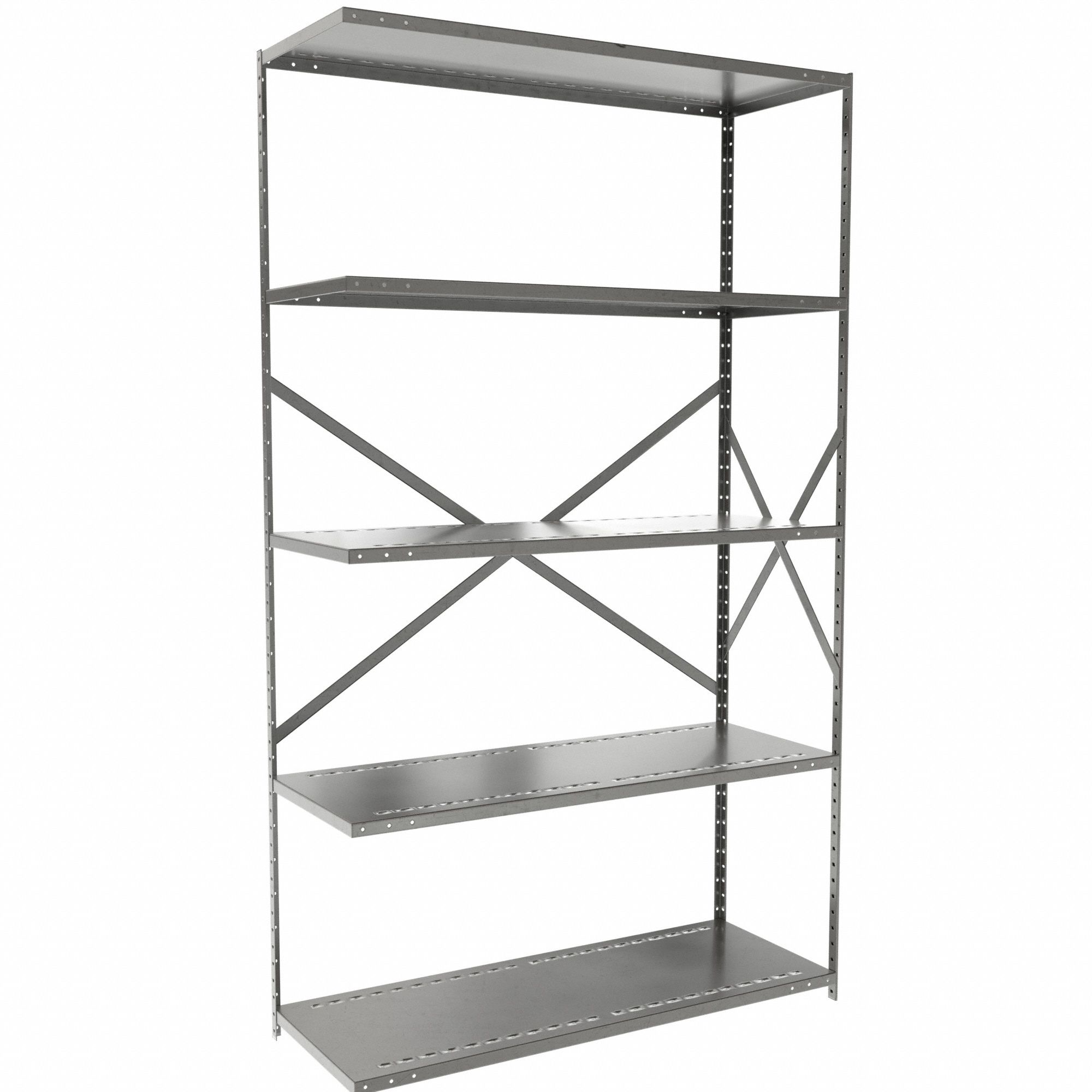 Metal Shelving: Add-On, Medium-Duty, 48 in x 18 in, 84 in Overall Ht, 5 Shelves