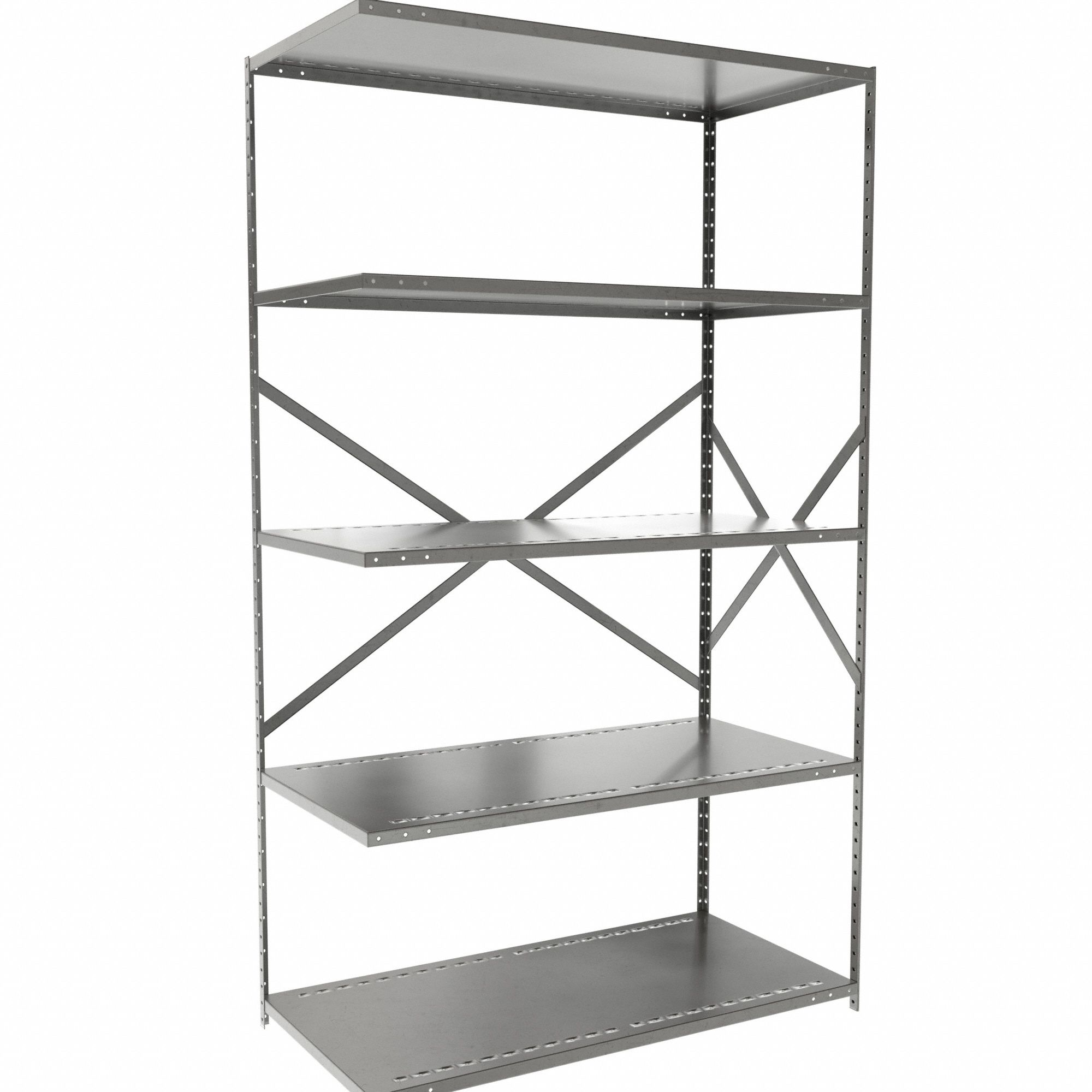 Metal Shelving: Add-On, Medium-Duty, 48 in x 24 in, 84 in Overall Ht, 5 Shelves