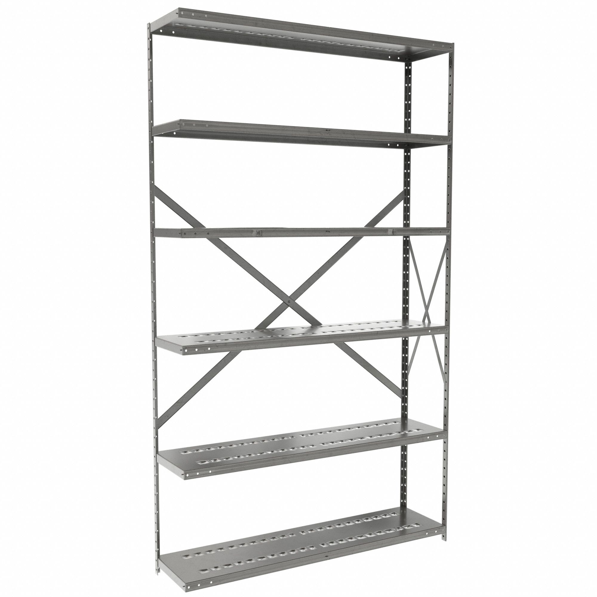 Metal Shelving: Add-On, Medium-Duty, 48 in x 12 in, 84 in Overall Ht, 6 Shelves
