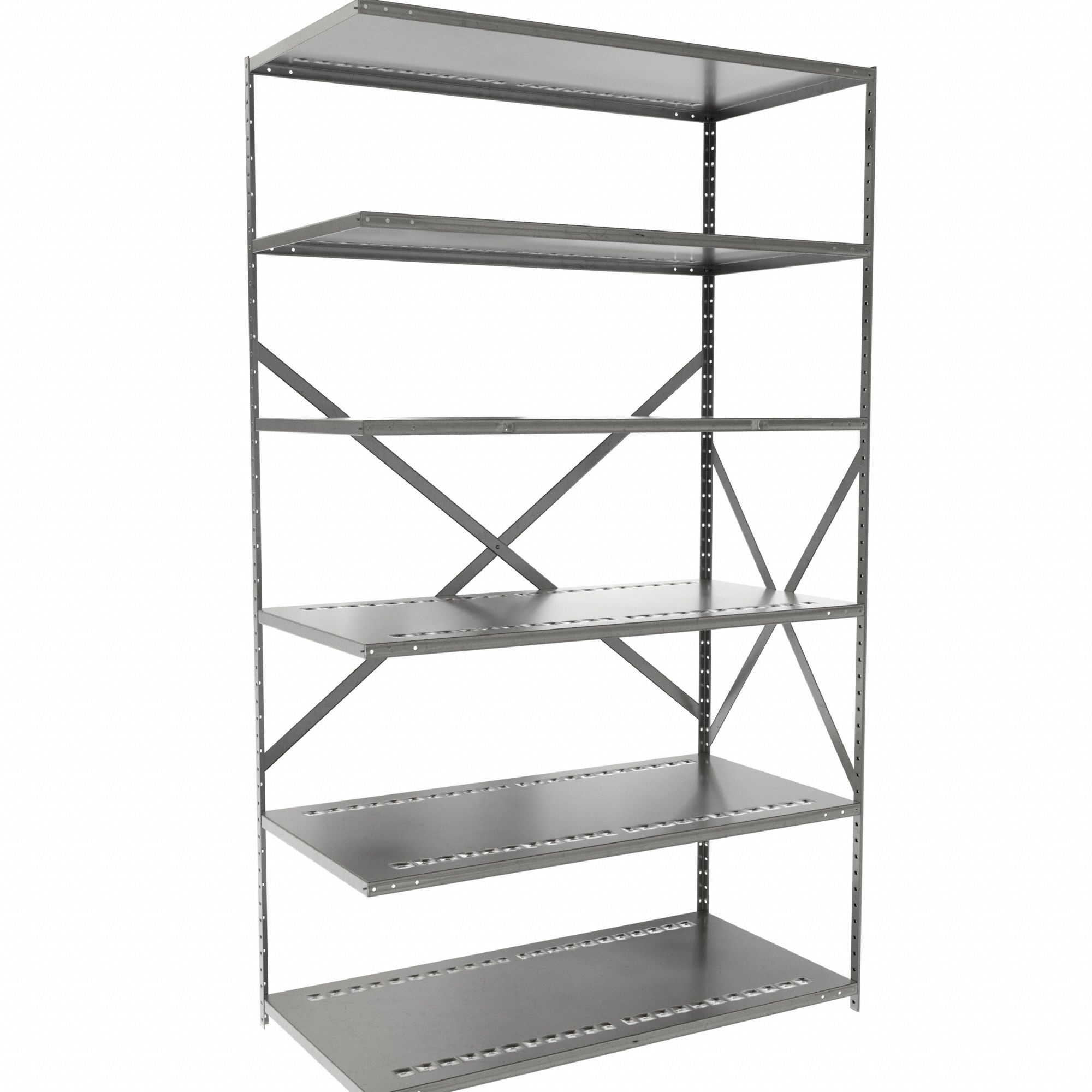 INDUSTRIAL SHELVING, ADD-ON, OPEN, MEDIUM DUTY, 375 LB CAPACITY, 6 SHELF, GREY, 24 IN