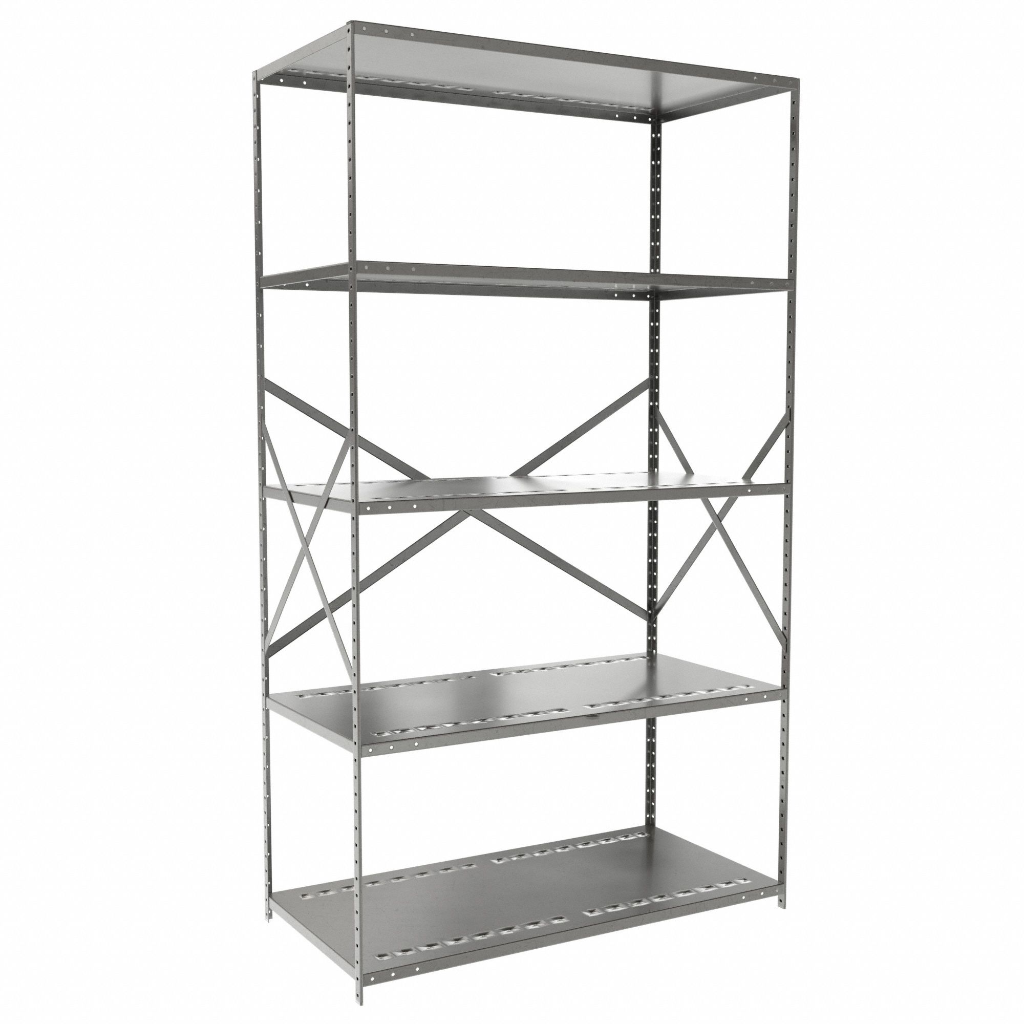 Metal Shelving: Starter, Medium-Duty, 48 in x 24 in, 84 in Overall Ht, 5 Shelves