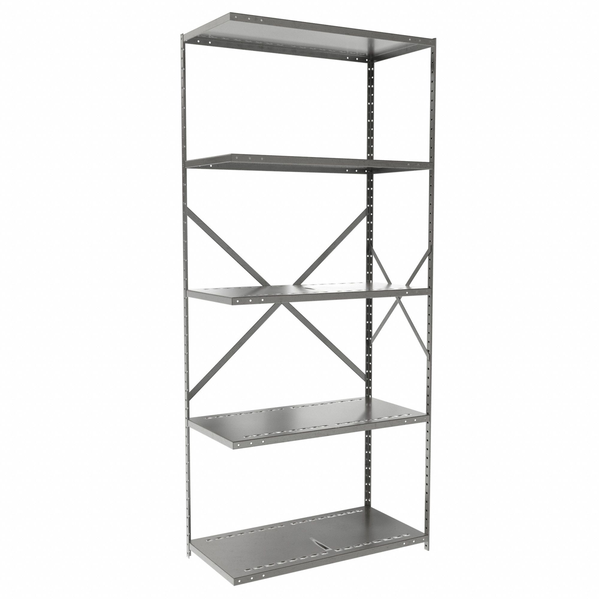 Metal Shelving: Add-On, Medium-Duty, 36 in x 18 in, 84 in Overall Ht, 5 Shelves