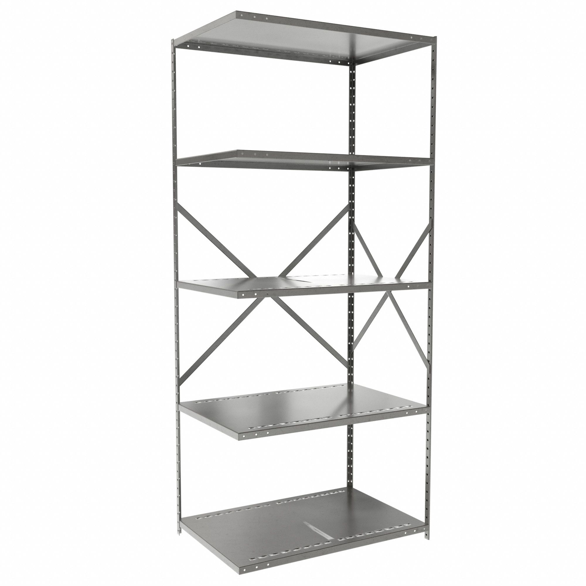 Metal Shelving: Add-On, Medium-Duty, 36 in x 24 in, 84 in Overall Ht, 5 Shelves