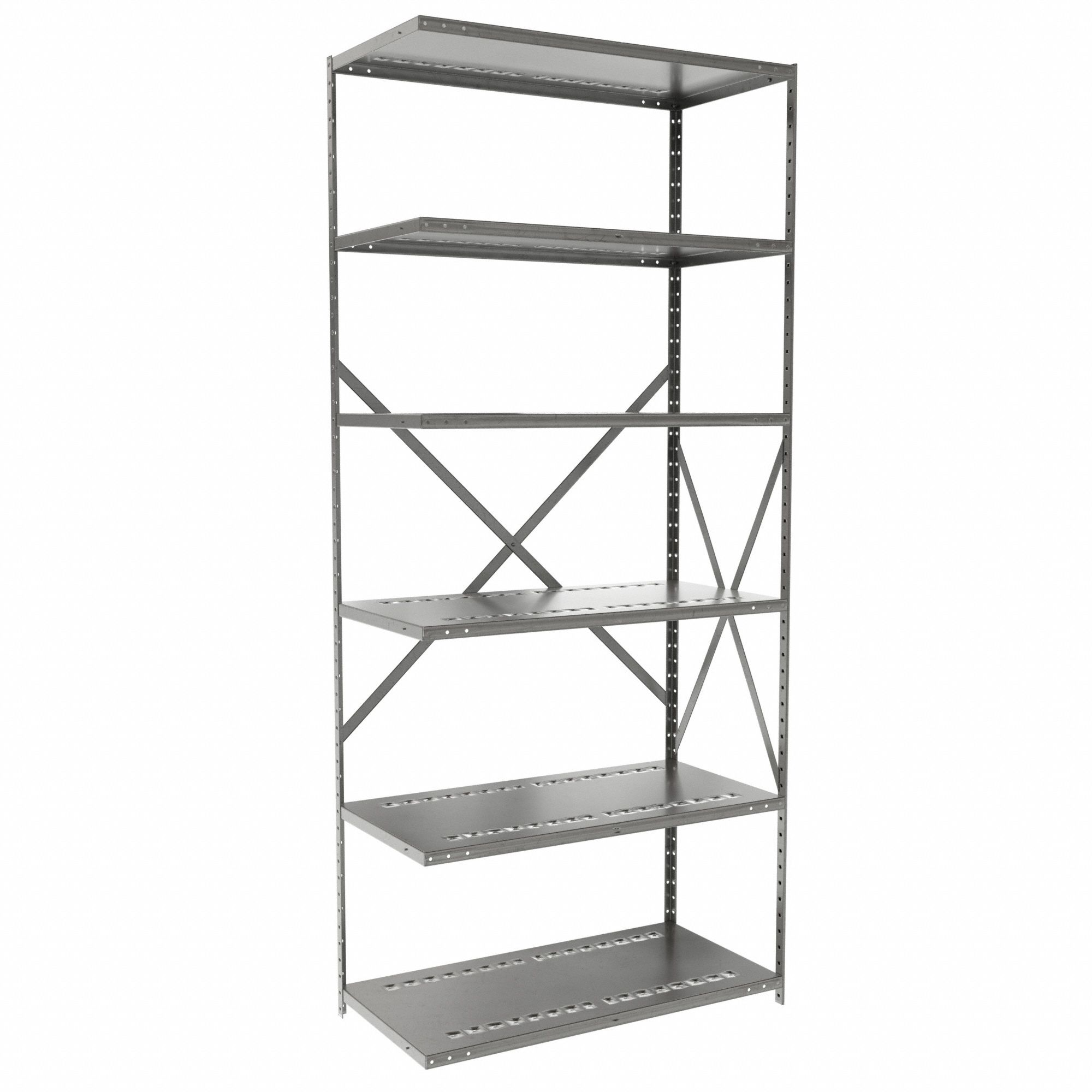 Metal Shelving: Add-On, Medium-Duty, 36 in x 18 in, 84 in Overall Ht, 6 Shelves