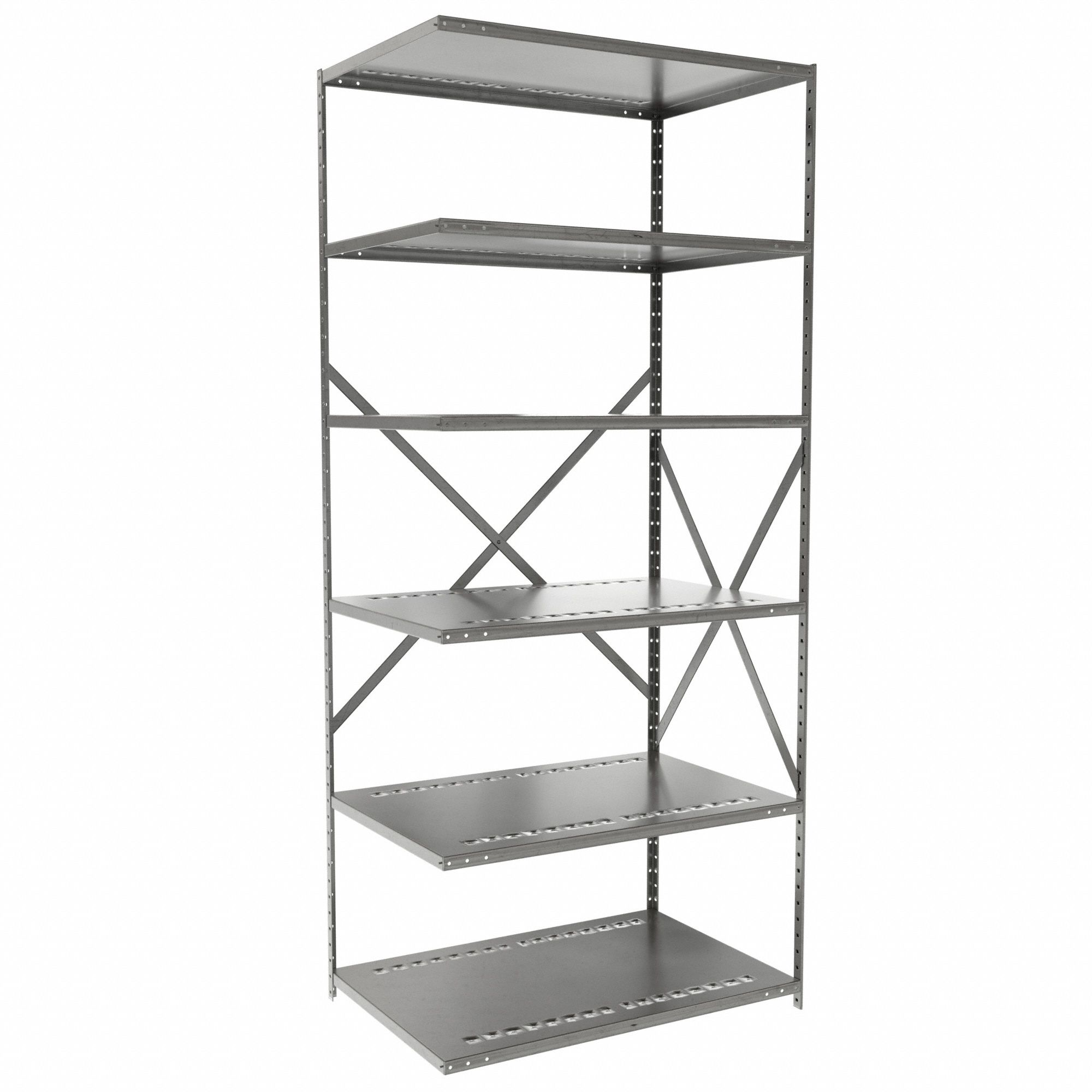 Metal Shelving: Add-On, Medium-Duty, 36 in x 24 in, 84 in Overall Ht, 6 Shelves