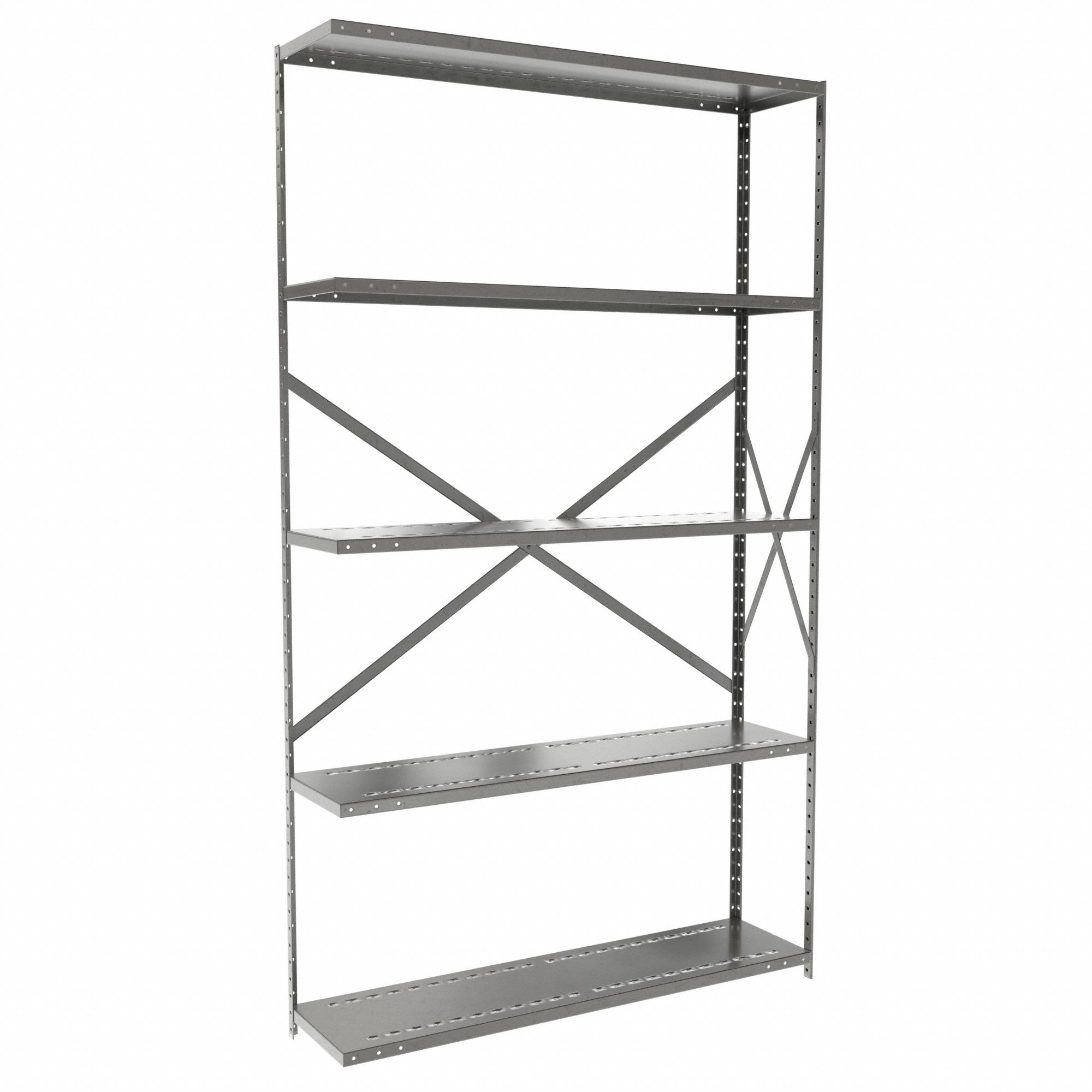 Metal Shelving: Add-On, Medium-Duty, 48 in x 12 in, 84 in Overall Ht, 5 Shelves