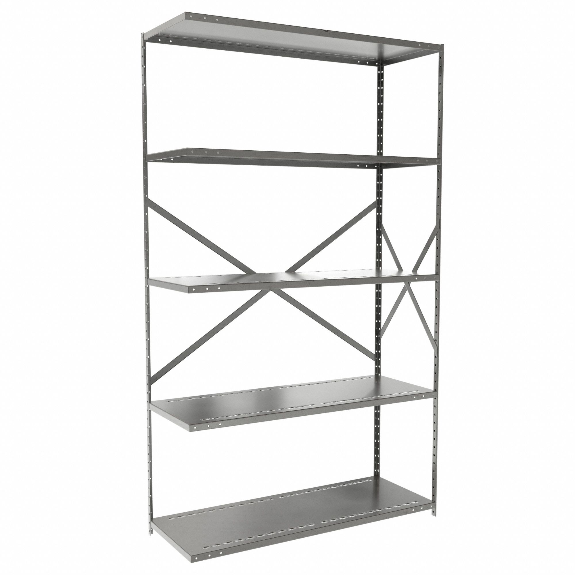 Metal Shelving: Add-On, Medium-Duty, 48 in x 18 in, 84 in Overall Ht, 5 Shelves
