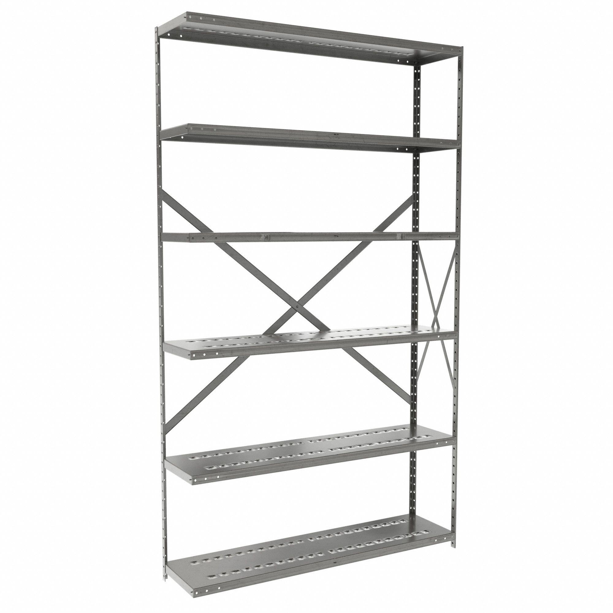 Metal Shelving: Add-On, Medium-Duty, 48 in x 12 in, 84 in Overall Ht, 6 Shelves
