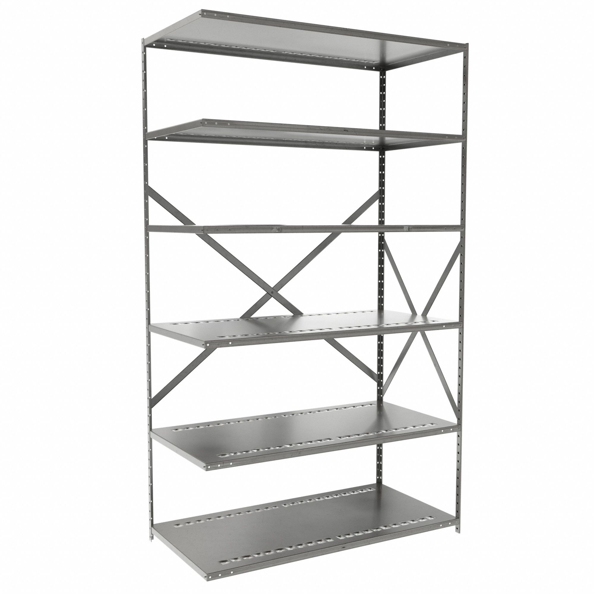 Metal Shelving: Add-On, Medium-Duty, 48 in x 24 in, 84 in Overall Ht, 6 Shelves