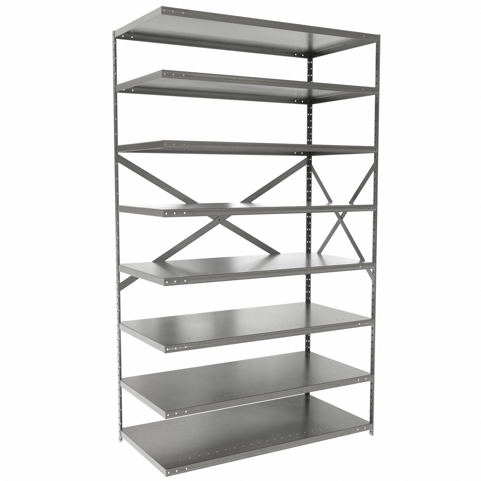 Metal Shelving: Add-On, Medium-Duty, 48 in x 24 in, 84 in Overall Ht, 8 Shelves