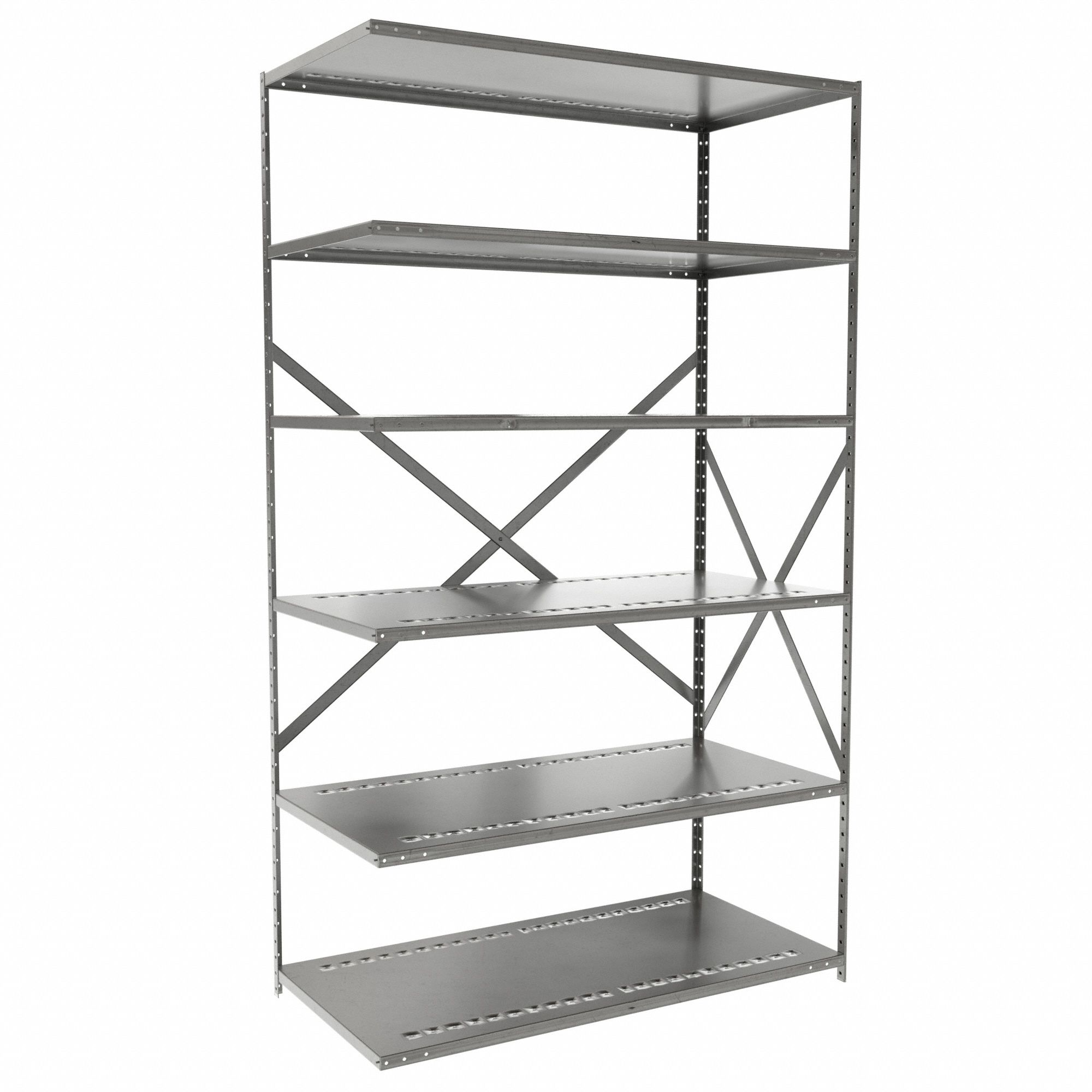 Metal Shelving: Add-On, Heavy-Duty, 48 in x 24 in, 84 in Overall Ht, 6 Shelves