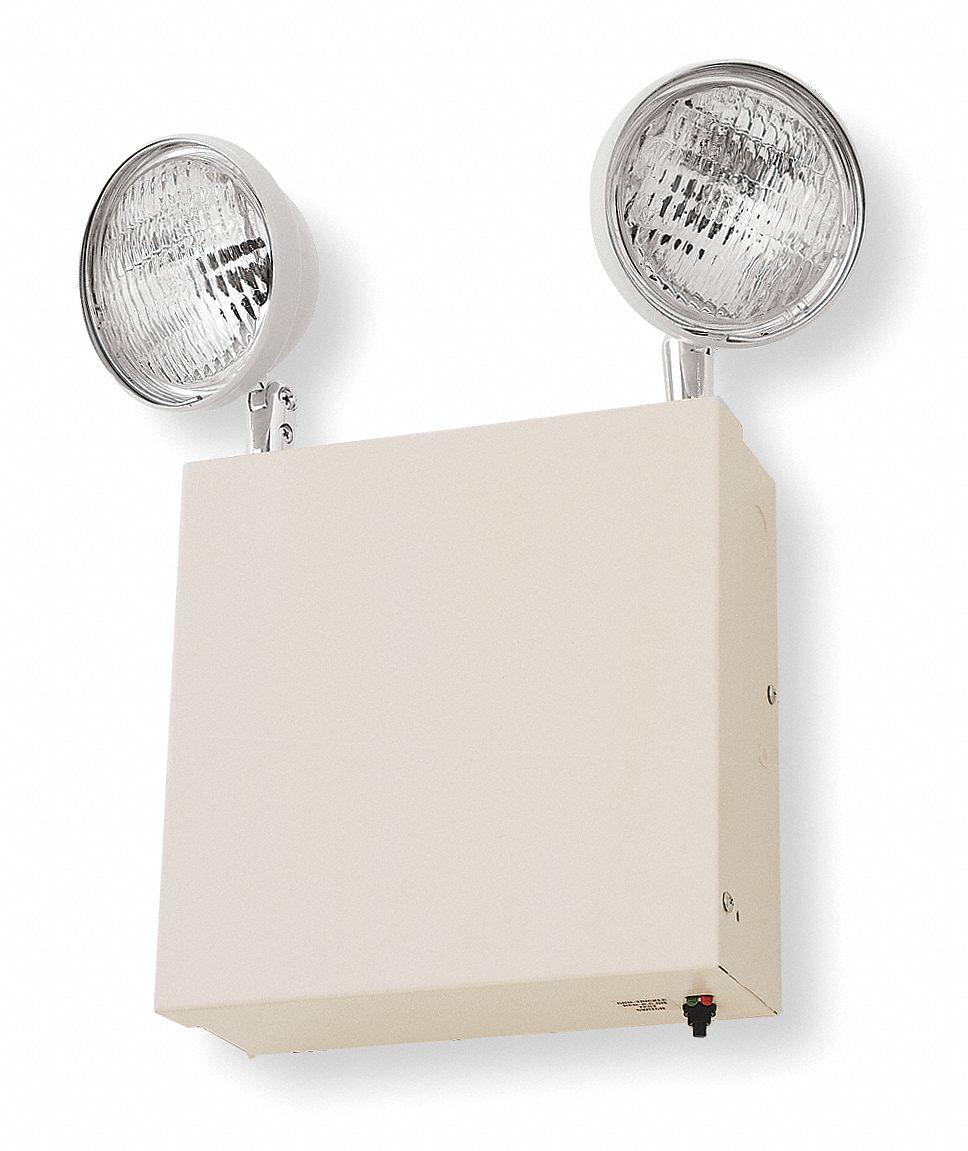 Emergency Light: Incandescent, Indoor, 9 W Lamp Watt, 120/277V AC, 18 W  Emergency Watt, Surface