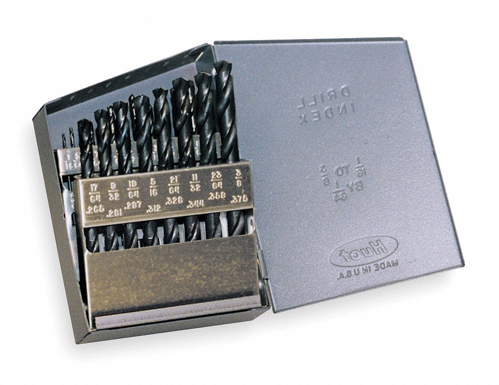 JOBBER LENGTH DRILL BIT SET, 1/16 IN SMALLEST BIT, ⅜ IN LARGEST BIT, HSS, 135 °