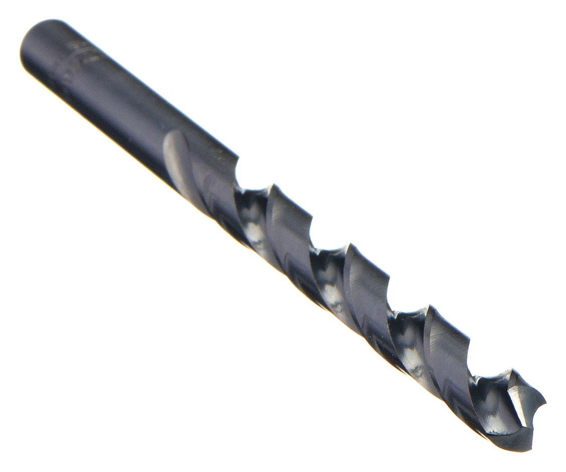 3/16", High Speed Steel, Jobber Drill Bit, 31/2" Overall Length, Black