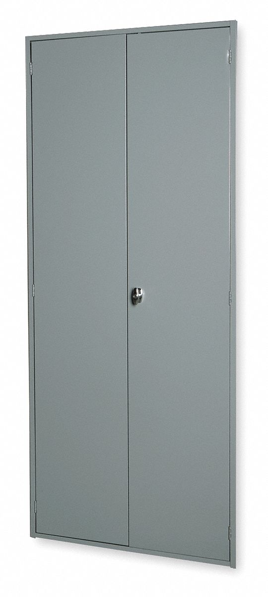Double Swinging Door: 84 in x 36 1/2 in, 20 ga, Steel, Powder Coated, Gray