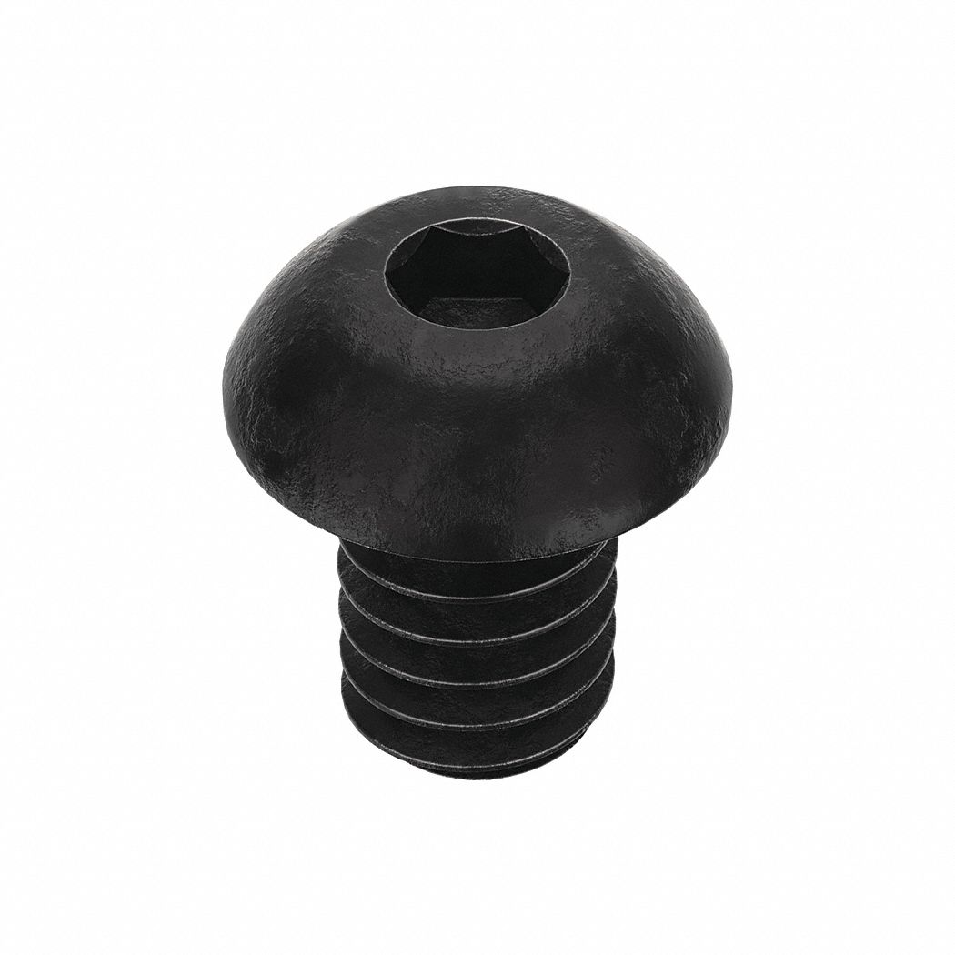 SOCKET HEAD CAP SCREW, ¼"-20 THREAD SIZE, ⅜ IN L, BUTTON, BLACK OXIDE, STEEL, UNC, 100 PK