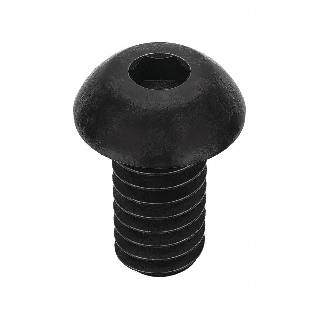 SOCKET HEAD CAP SCREW, ¼"-20 THREAD SIZE, ½ IN L, BUTTON, BLACK OXIDE, STEEL, UNC, 100 PK