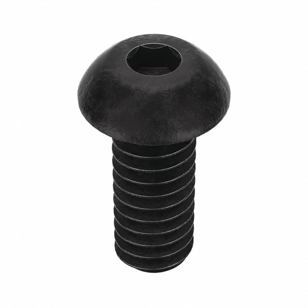 Socket Head Cap Screw: 1/4"-20 Thread Size, 5/8 in Lg, Button, Black Oxide, Alloy Steel, 100 PK