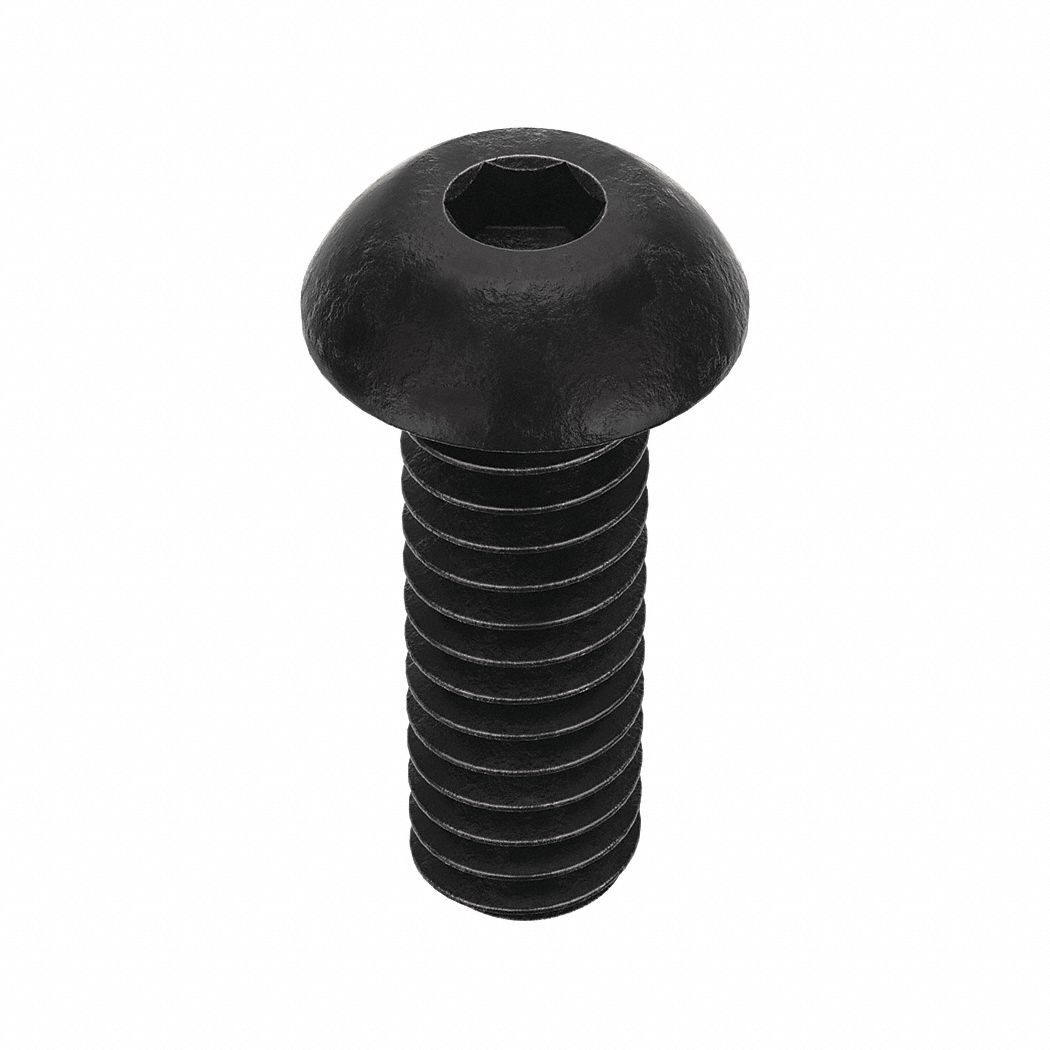 SOCKET HEAD CAP SCREW, ¼"-20 THREAD SIZE, ¾ IN L, BUTTON, BLACK OXIDE, STEEL, UNC, 100 PK