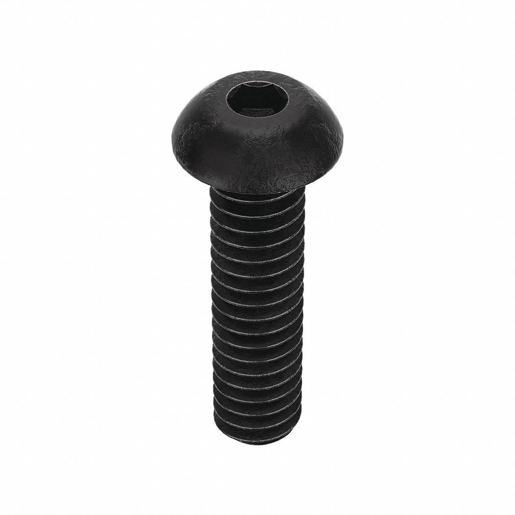 Socket Head Cap Screw: 1/4"-20 Thread Size, 1 in Lg, Button, Black Oxide, Alloy Steel, 100 PK