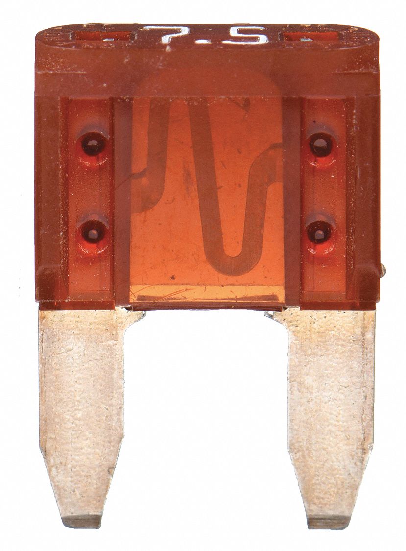 AUTOMOTIVE FUSE, 7 1/2 AMPS, 32V DC, BROWN, NONINDICATING, FAST ACTING, 41/64 IN L