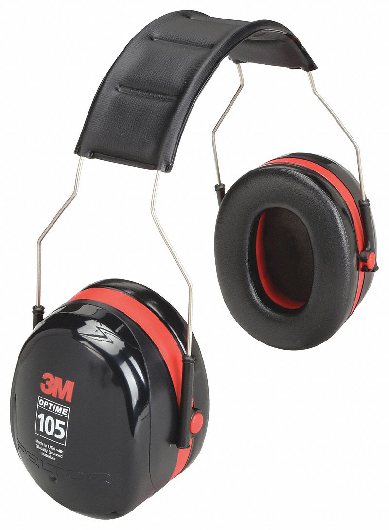 EARMUFFS, OVER THE HEAD, RIGID, BLK,RED, FOAM/PUR/PVC/ACETAL/SS/ABS, 30DB, CSA