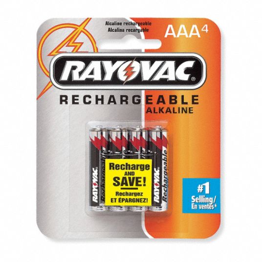 Rechargeable Alkaline Battery, PK 4 Grainger