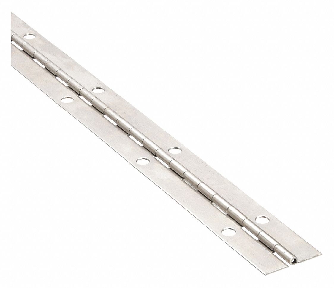 Piano Hinge: Stainless Steel, 72 in Leaf Ht, 5/8 in Leaf Wd