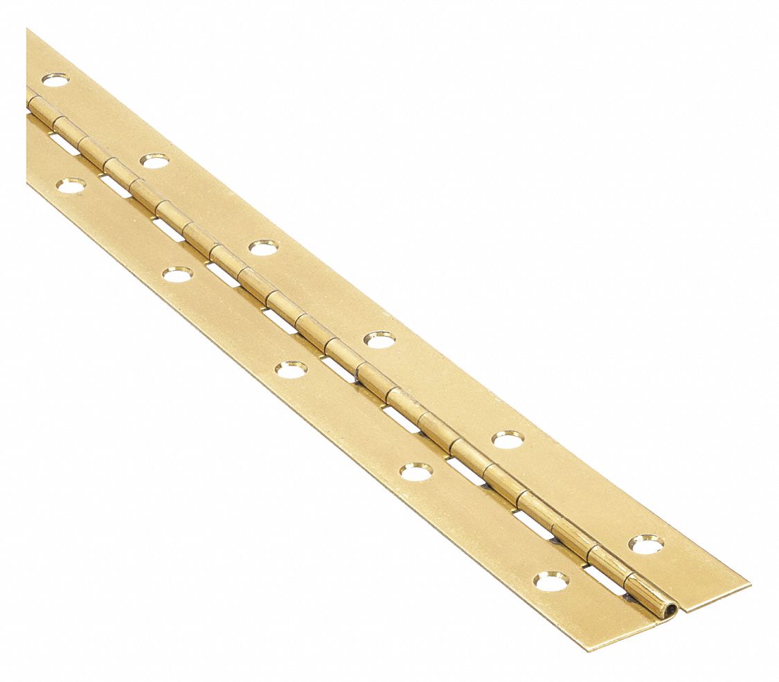 Piano Hinge: Brass, 72 in Leaf Ht, 3/4 in Leaf Wd