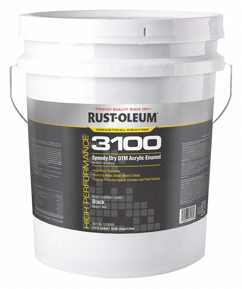 RUSTOLEUM High Gloss Enamel Paint, Water Base, Black, 5 gal 1CC83