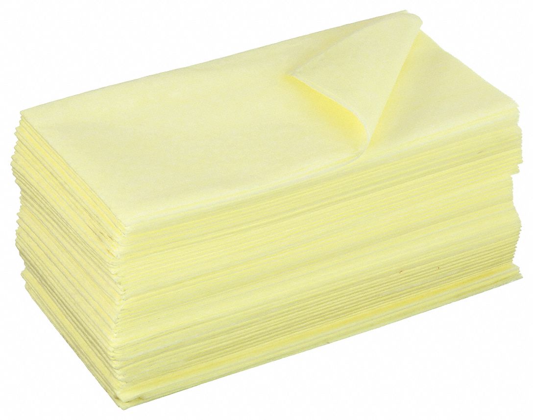 Dust Cloth: 24 in Lg, 24 in Wd, Yellow, Brawny® Professional, 200 PK
