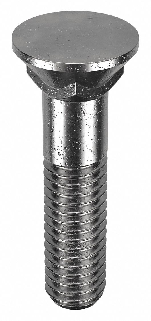 Plow Bolt: #3 Flat, 3/8"-16 Thread Size, 1 1/2 in Lg, Steel, Grade 5, Black Oxide, 25 PK