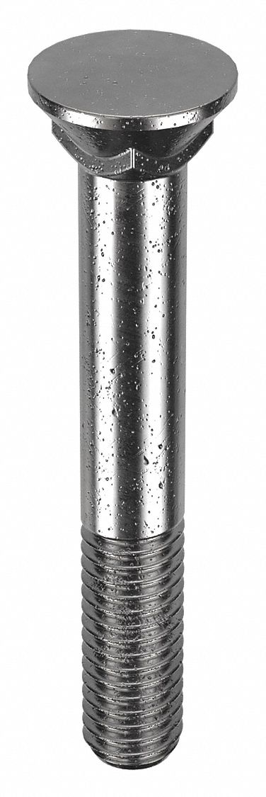 Plow Bolt: #3 Flat, 3/8"-16 Thread Size, 2 3/4 in Lg, Steel, Grade 5, Black Oxide, 25 PK