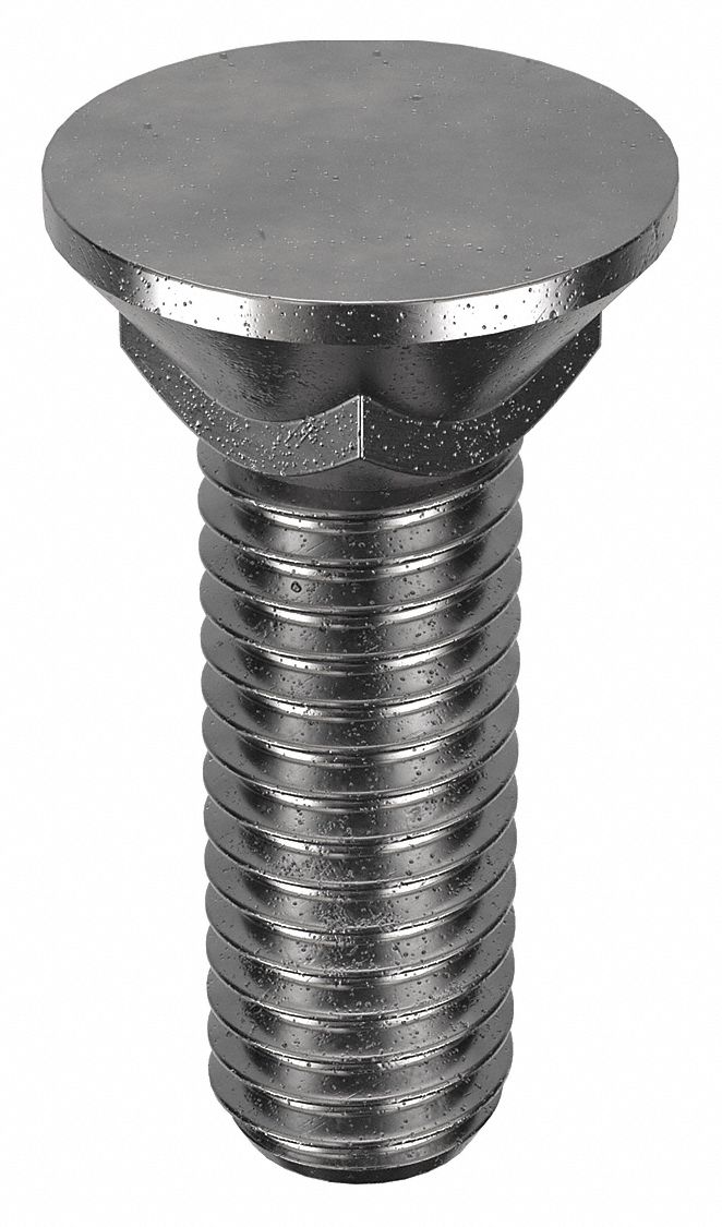 Plow Bolt: #3 Flat, 7/16"-14 Thread Size, 1 1/2 in Lg, Steel, Grade 5, Black Oxide, 25 PK