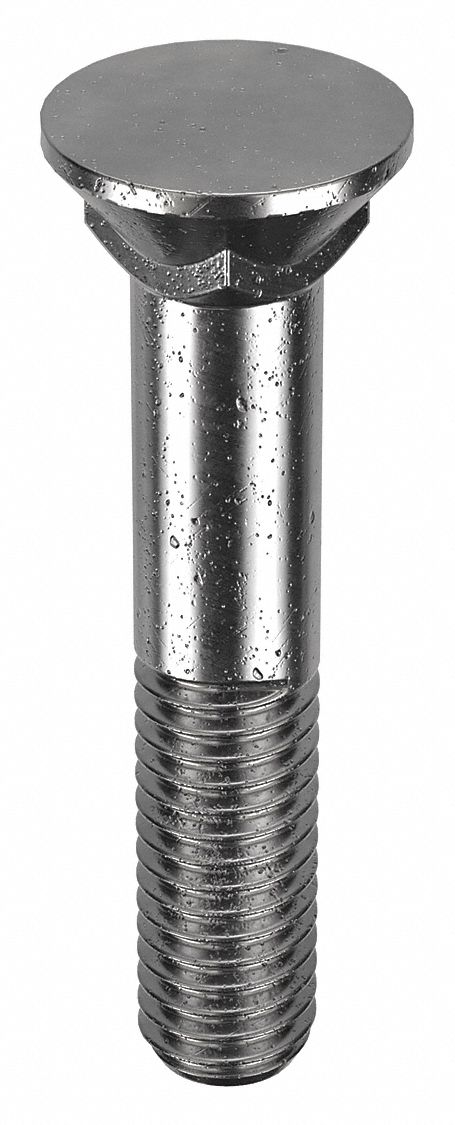 Plow Bolt: #3 Flat, 7/16"-14 Thread Size, 2 1/2 in Lg, Steel, Grade 5, Black Oxide, 25 PK