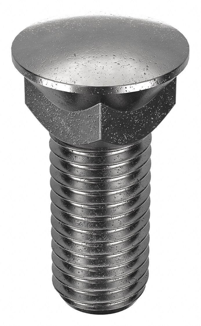 Plow Bolt: #3 Dome, 5/8"-11 Thread Size, 1 3/4 in Lg, Steel, Grade 5, Black Oxide, 25 PK