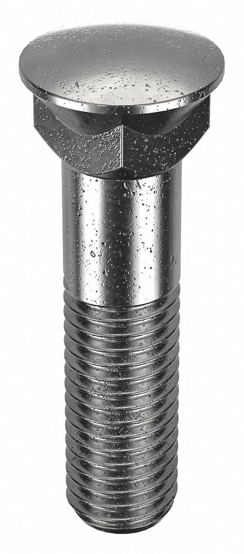 Plow Bolt: #3 Dome, 5/8"-11 Thread Size, 2 3/4 in Lg, Steel, Grade 5, Black Oxide, 10 PK