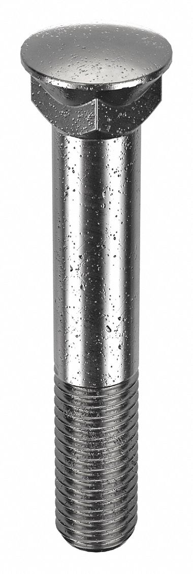 Plow Bolt: #3 Dome, 5/8"-11 Thread Size, 3 1/2 in Lg, Steel, Grade 5, Black Oxide, 10 PK