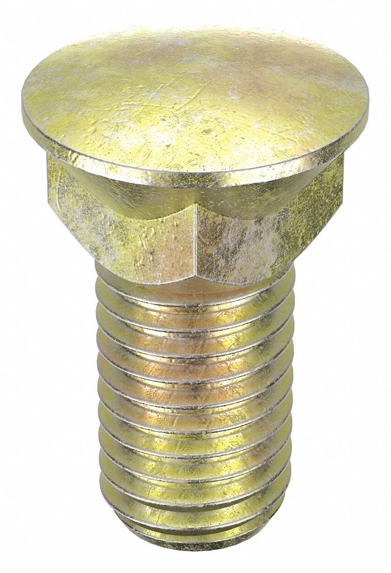 PLOW BOLT, STEEL, GRADE 8, ZINC YELLOW, ⅝"-11 THREAD SIZE, 1½ IN FASTENER L, 10 PK